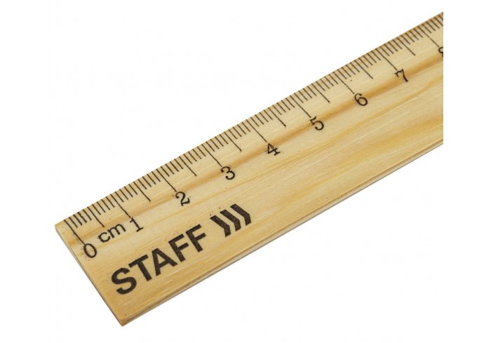 Линейка деревянная 20 см, STAFF, канадская сосна,