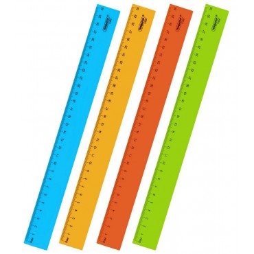 Линейка пластиковая 30 см ПИФАГОР, неоновая, ассорти,