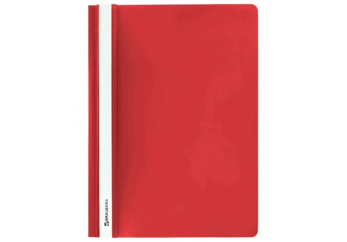 Скоросшиватель пластиковый BRAUBERG, А4, 130/180 мкм, красный