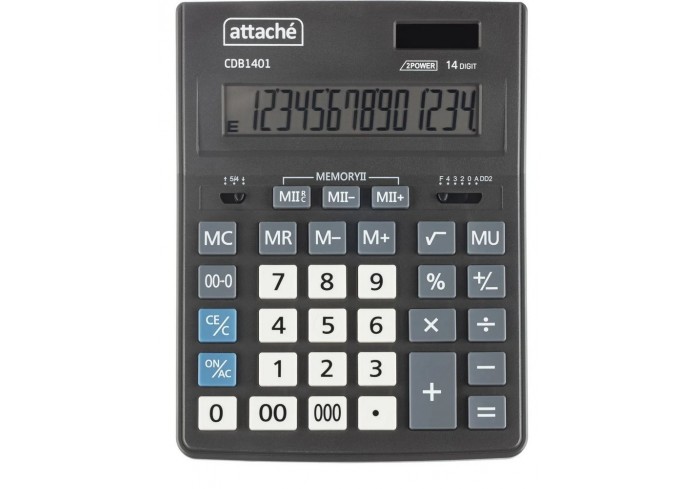 Калькулятор настольный Attache CDB1401-BK 14-разрядный черный 205x155x35 мм