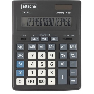 Калькулятор настольный Attache CDB1601-BK 16-разрядный черный 205x155x35 мм
