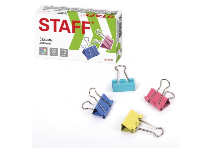 Зажимы для бумаг STAFF 