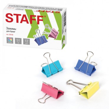 Зажимы для бумаг STAFF 