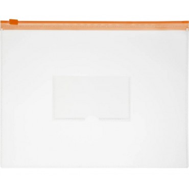 Папка-конверт на молнии А5 150мкм прозрачн.,безцветная с карманом д/визитки