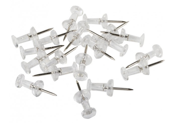 Силовые кнопки-гвоздики прозрачные STAFF 50 штук, в картонной коробке,