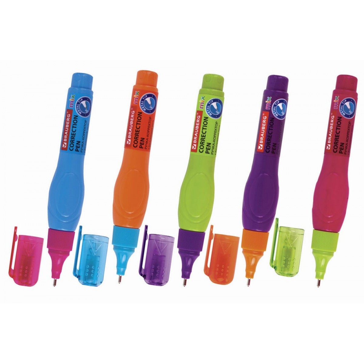 Ручка-корректор BRAUBERG MIX, 9 мл, металлический наконечник, ассорти,
