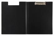 Папка-планшет STAFF, А4 (310х230 мм), с прижимом и крышкой, пластик, черная, 0,5 мм