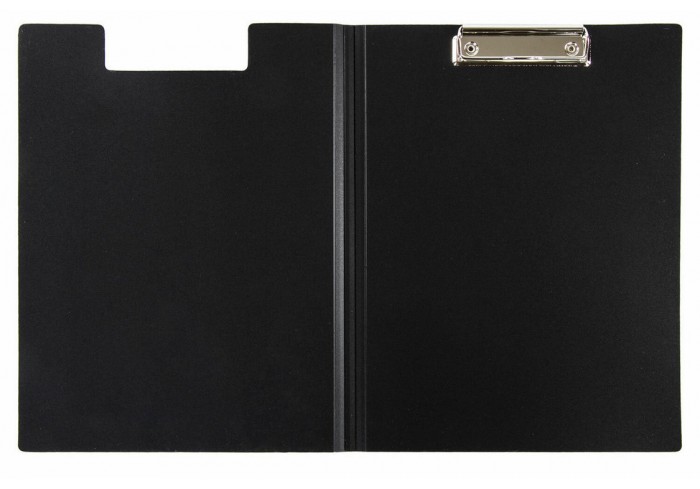 Папка-планшет STAFF, А4 (310х230 мм), с прижимом и крышкой, пластик, черная, 0,5 мм