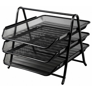 Лоток гориз. металлич. для бумаг, 3 секции, BRAUBERG 