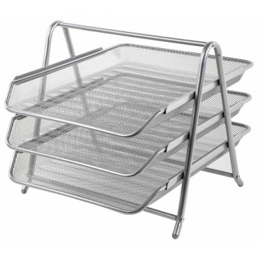 Лоток горизонт. металлич.,для бумаг, 3 секции, BRAUBERG 