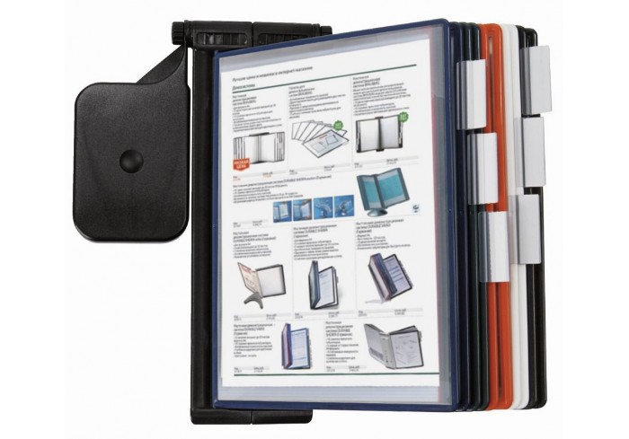 Демосистема настенная, регулируемый угол наклона, 10 цветных панелей А4, черная, BRAUBERG 