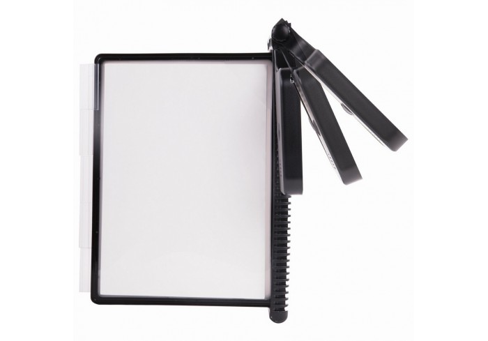 Демосистема настенная, регулируемый угол наклона, 10 цветных панелей А4, черная, BRAUBERG 