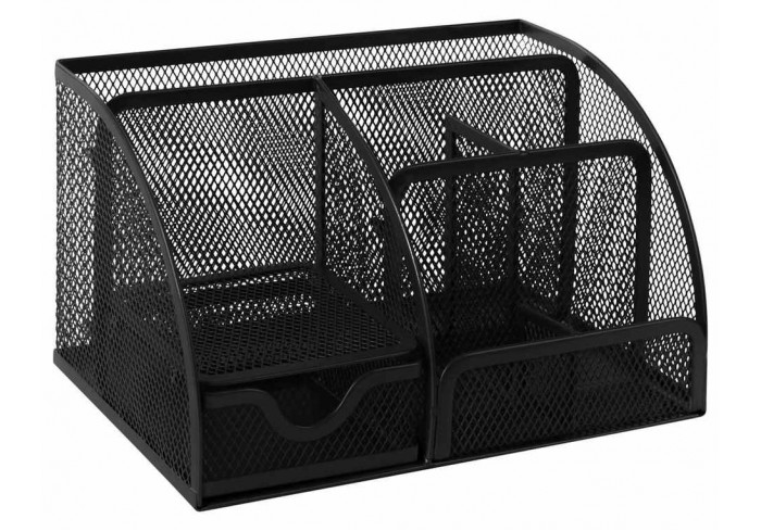 Подставка-органайзер металлическая BRAUBERG, 7 секций, 125х220х140 мм, черная, 237416