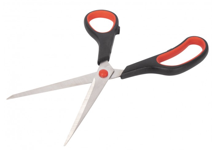 Ножницы STAFF EVERYDAY, 215 мм, бюджет, резиновые вставки, черно-красные, ПВХ чехол,