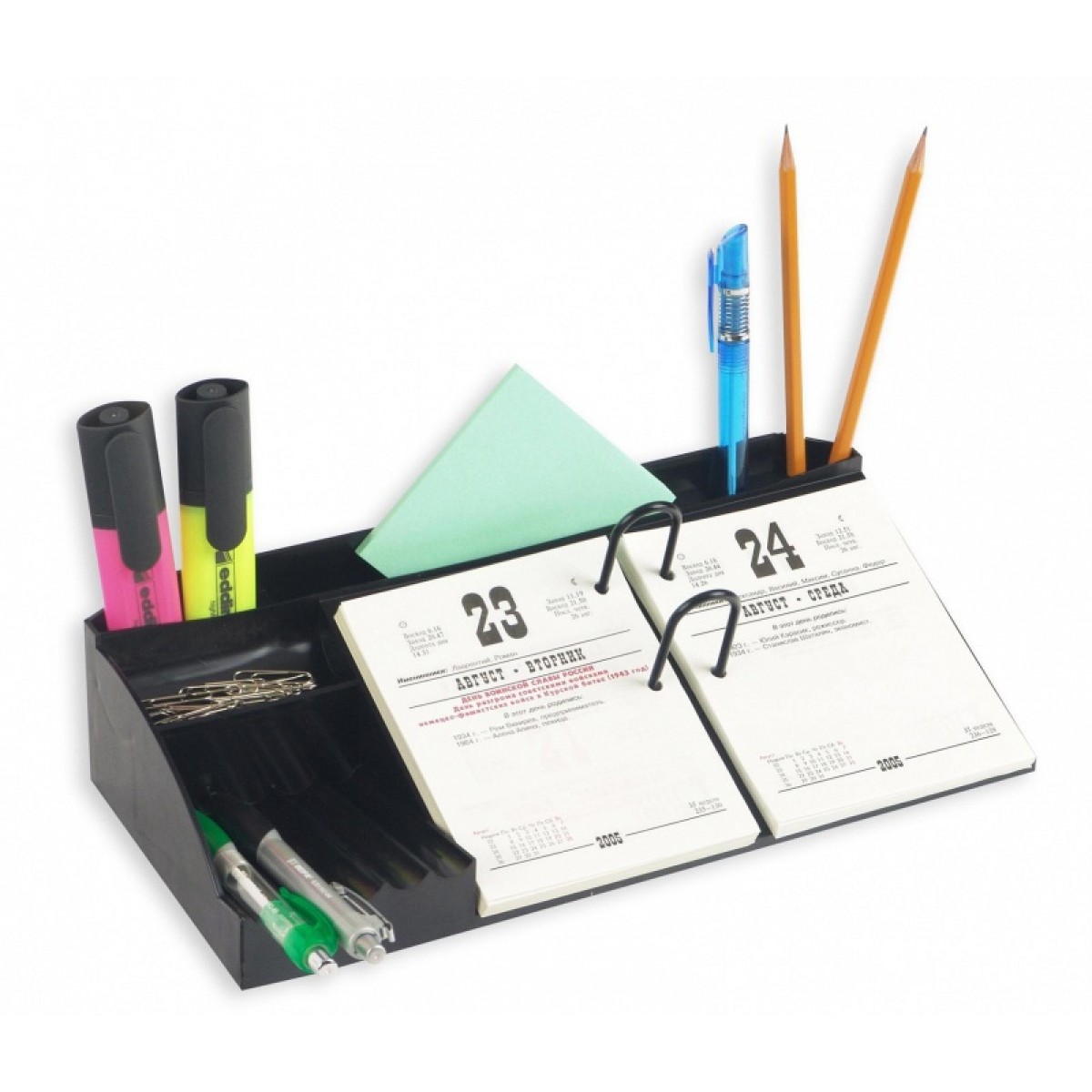 Подставка для календаря. АВРОРА,  отсеки для хранения ручек и канц. принадлежностей, 310х150х75мм