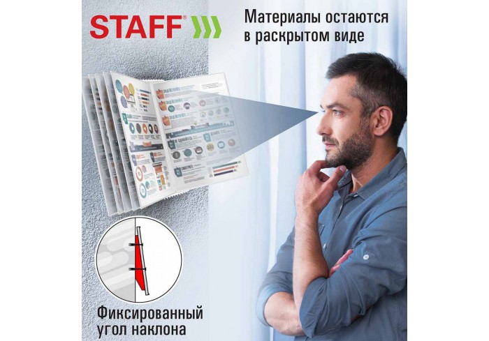Демосистема настенная на 10 панелей, с 10 белыми панелями А4, STAFF