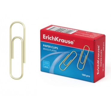 Скрепки металлические омедненные ErichKrause 28мм (в коробке по 100 шт.)