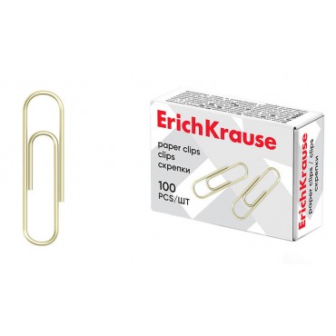 Скрепки металлические омедненные ErichKrause 33мм (в коробке по 100 шт.)