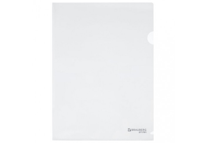 Папка-уголок жесткая А4, прозрачная, 0,15 мм, BRAUBERG EXTRA
