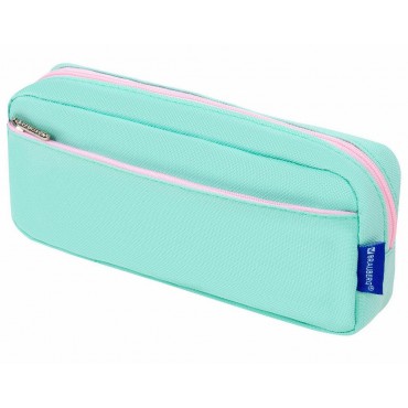 Пенал мягкий BRAUBERG PASTEL, 2 отделения, мятный, 21х9,5х5 см,