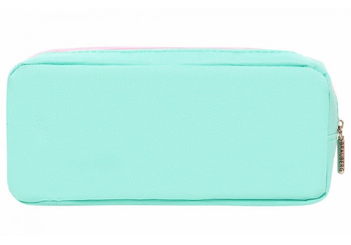 Пенал мягкий BRAUBERG PASTEL, 2 отделения, мятный, 21х9,5х5 см,