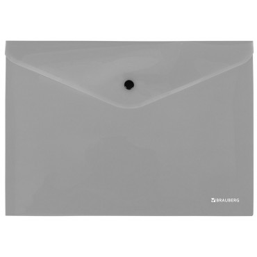 Папка-конверт с кнопкой СЕРЕБРИСТАЯ BRAUBERG SILVER, А4, непрозрачная ПРОЧНАЯ 0,2 мм