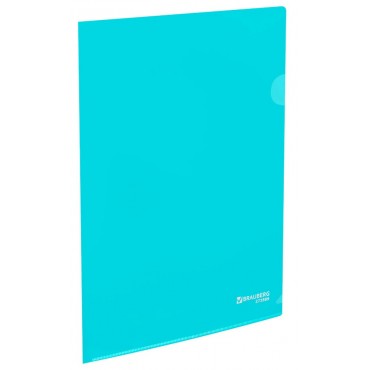 Папка-уголок жесткая, непрозрачная, А4, цвет аквамарин, 0,15 мм, BRAUBERG PASTEL,