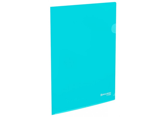 Папка-уголок жесткая, непрозрачная, А4, цвет аквамарин, 0,15 мм, BRAUBERG PASTEL,
