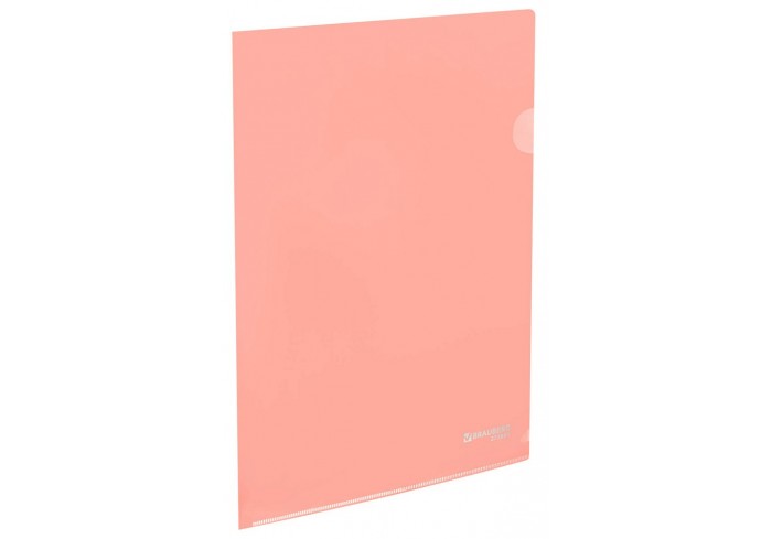 Папка-уголок жесткая, непрозрачная, А4, цвет персиковый, 0,15 мм, BRAUBERG PASTEL