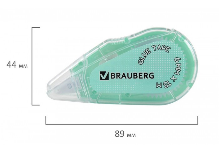 Клей-лента BRAUBERG MAXI, 6 мм х 15 м, корпус зеленый, блистер,