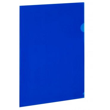 Папка-уголок прозрачная А4 BRAUBERG UNIVERSAL, синяя, 0,15 мм, со штрихкодом,