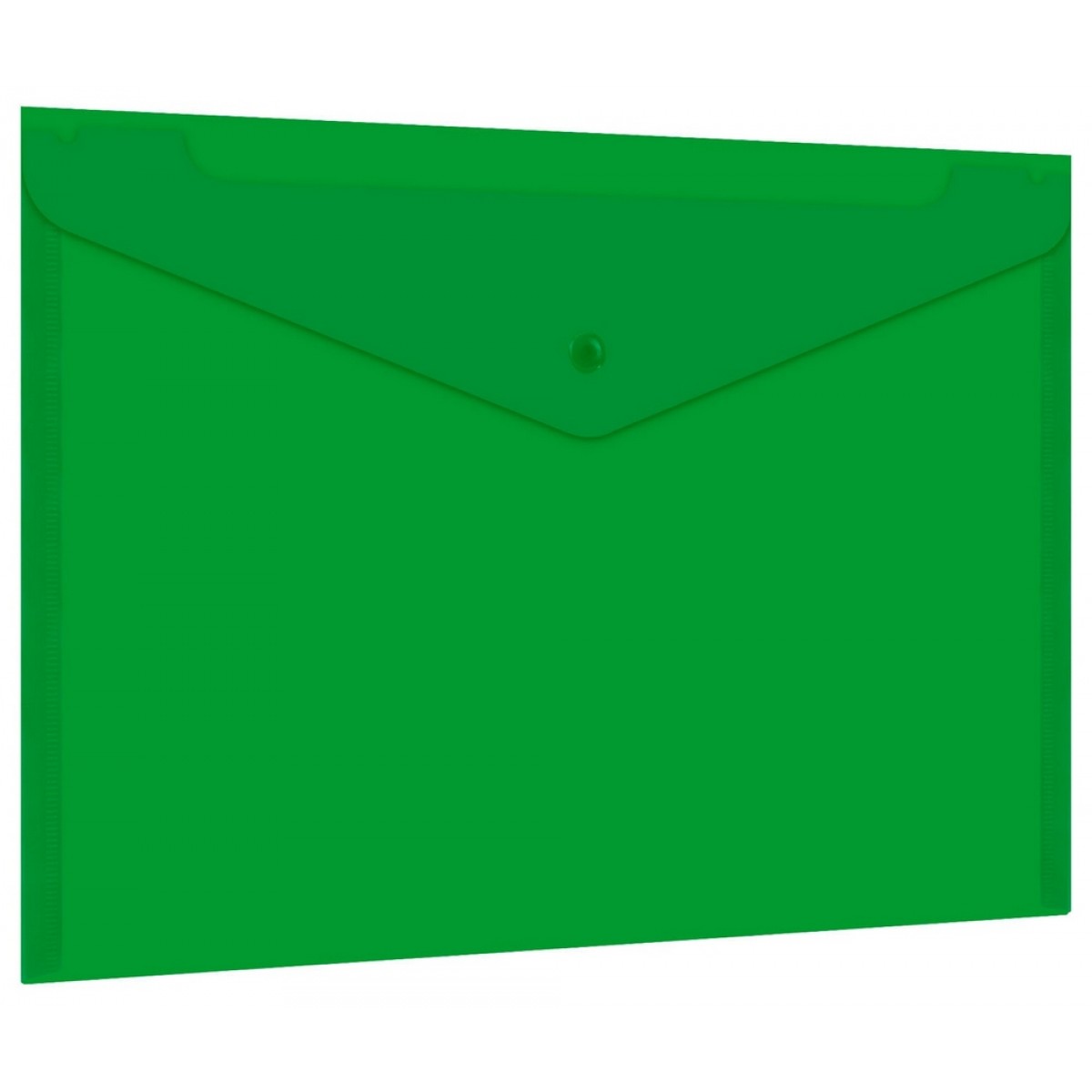 Папка-конверт с кнопкой прозрачная А4 BRAUBERG UNIVERSAL, до 100 листов, зеленая, 0,15 мм, 273074