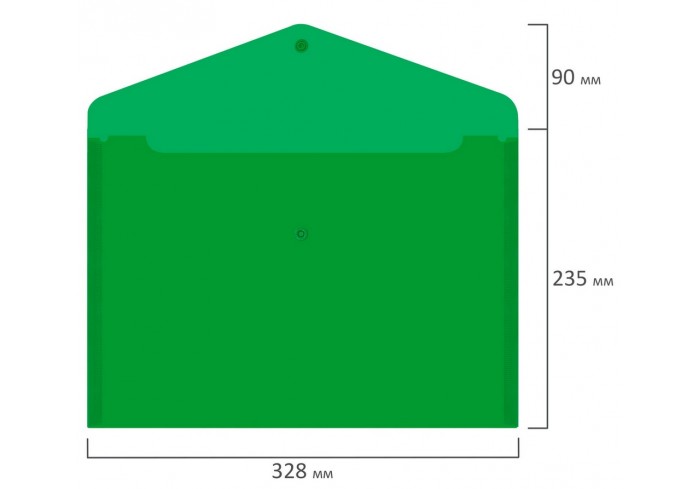Папка-конверт с кнопкой прозрачная А4 BRAUBERG UNIVERSAL, до 100 листов, зеленая, 0,15 мм, 273074