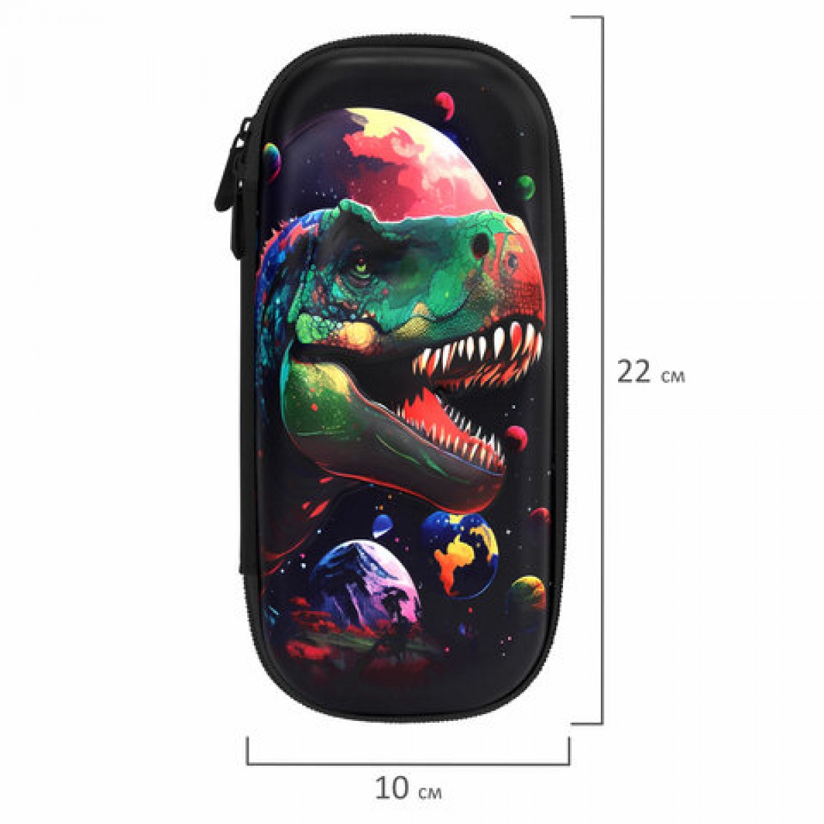 Пенал 3D-РИСУНОК, 1 отд, 1 откид.планка, карман, EVA покрытие soft-touch, 22х10х5 см, Galaxy Dino