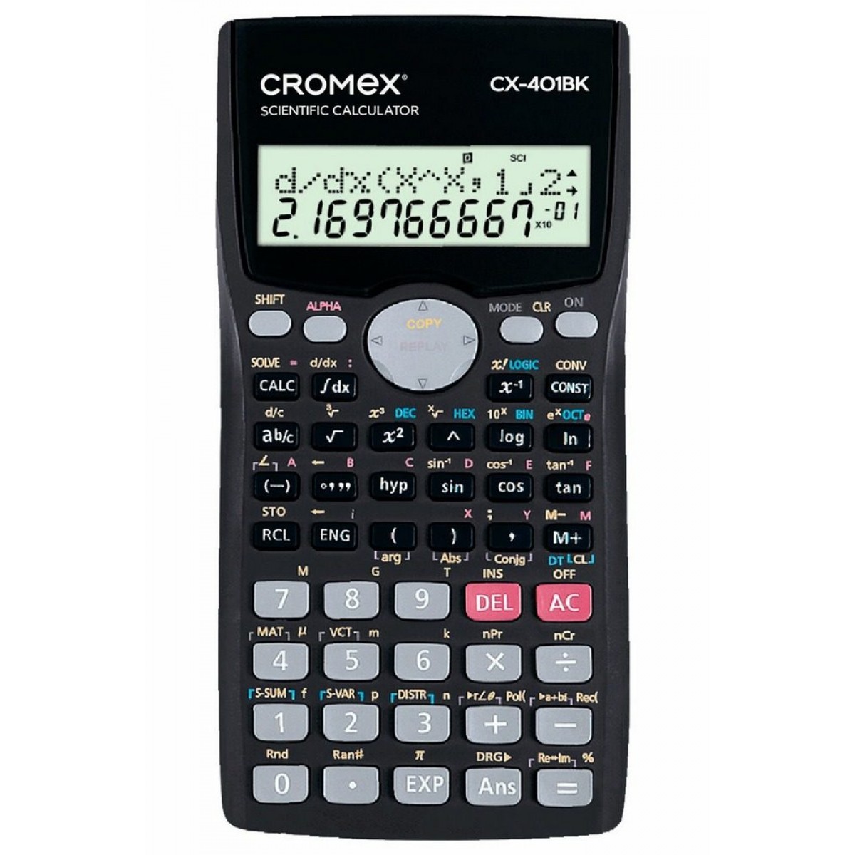 Калькулятор инженерный CROMEX (КРОМЕКС) CX-401BK (155х80 мм), 401 функция, 10+2 разрядов, черный,