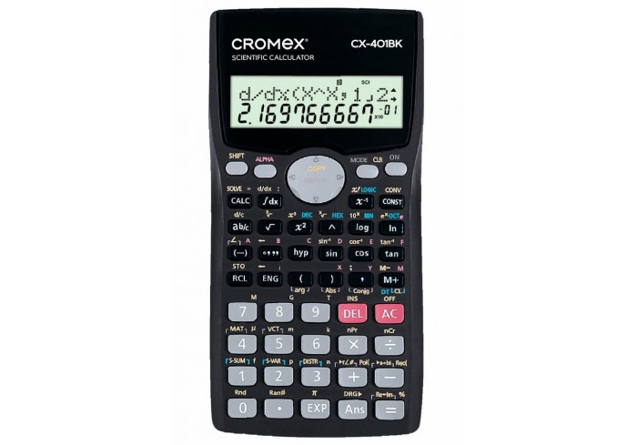 Калькулятор инженерный CROMEX (КРОМЕКС) CX-401BK (155х80 мм), 401 функция, 10+2 разрядов, черный,
