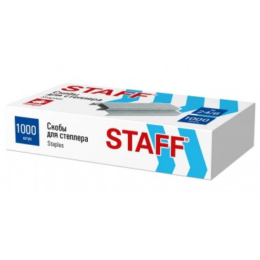 Скобы для степлера №24/6, 1000 штук, STAFF ECO, до 30 листов