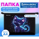 Папка для труда на молнии BRAUBERG А4, 2 отделения, органайзер, 