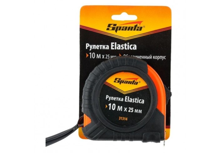 Рулетка SPARTA Elastica 10мх25мм, обрезин.корпус (31314)