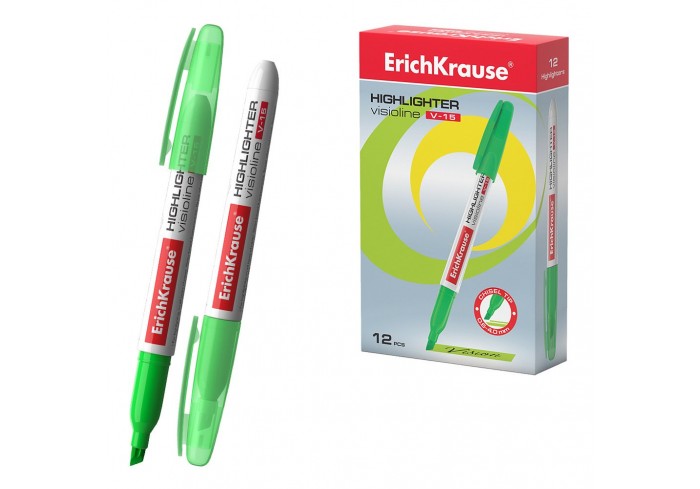 Текстовыделитель ErichKrause Visioline V-15 Neon, цвет чернил зеленый 0,6-4мм