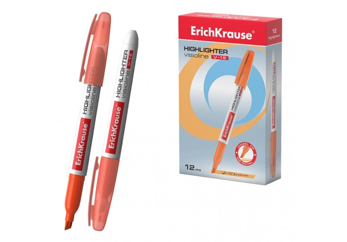 Текстовыделитель ErichKrause Visioline V-15 Neon, цвет чернил оранжевый 0,6-4мм