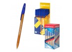 Ручка шарик.ErichKrause R-301 Stick Amber 0.7, линия 0,35,  полупрозрачный оранж.корпус, синяя