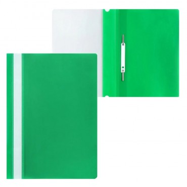 Папка-скоросшиватель пластиковый А4, прозрачный верх, зеленый, 0.14/0.18мм,