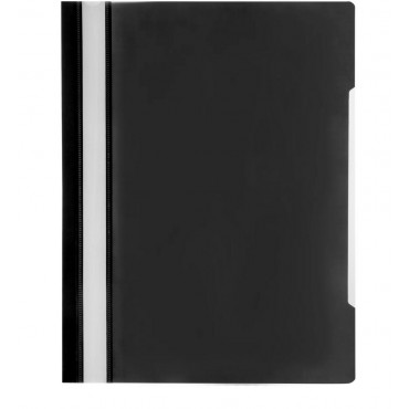 Папка-скоросшиватель пластиковый А4, прозрачный верх, черный, 0.14/0.18мм,