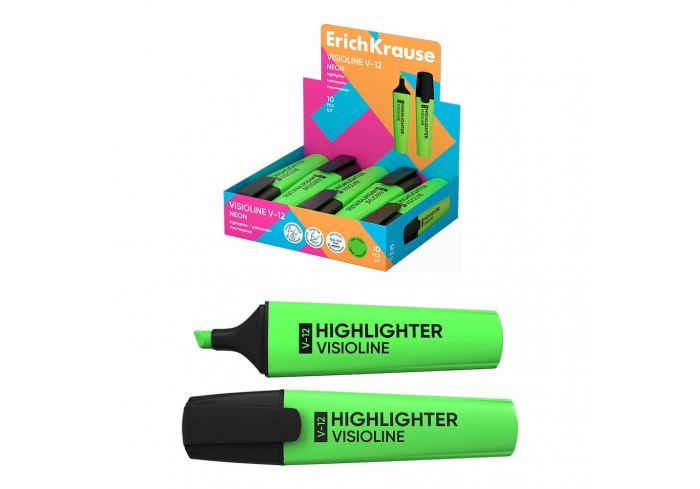 Текстмаркер ErichKrause Visioline V-12 Neon, цвет чернил зеленый  , МАЛАЙЗИЯ