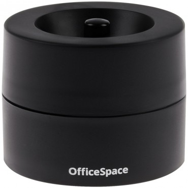 Скрепочница магнитная OfficeSpace, без скрепок, черная, картонная коробка