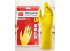 Перчатки резин.хоз.OfficeClean ПРЕМИУМ, х/б напыление, супер плотные, L, желтые