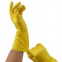 Перчатки резиновые хоз. OfficeClean ЛЮКС, многоразовые, х/б напыление, плотные, р.M, желтые