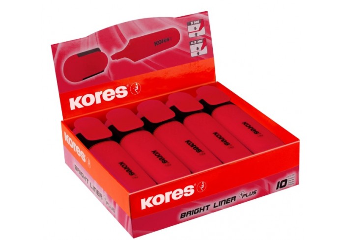 Маркер текстовыделитель Kores BRIGHT LINER PLUS,скош након, 0,5-5 мм, красн