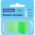 Флажки-закладки OfficeSpace, 25*45мм, 25л., зеленый, в диспенсере, европодвес